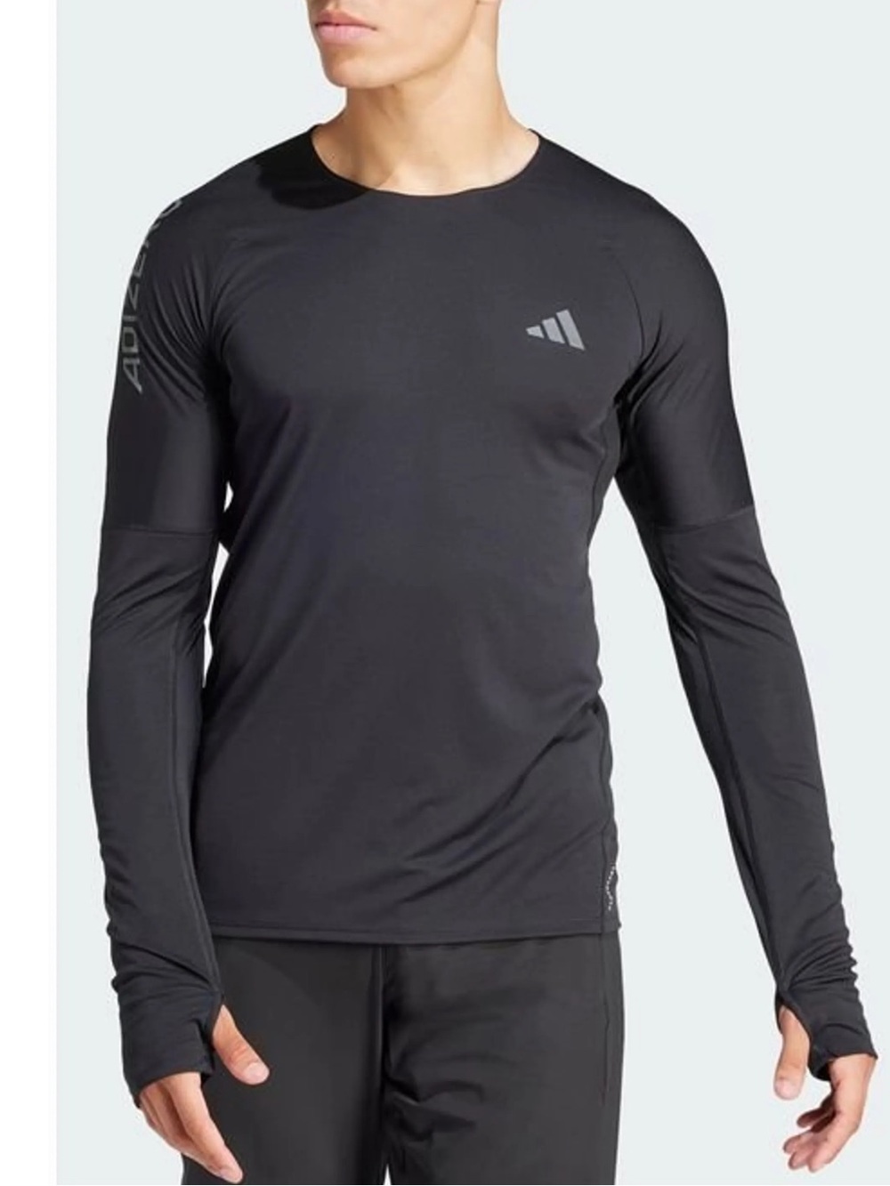🖤Mens adidas Black Long-Sleeve Athletic Performance Tee